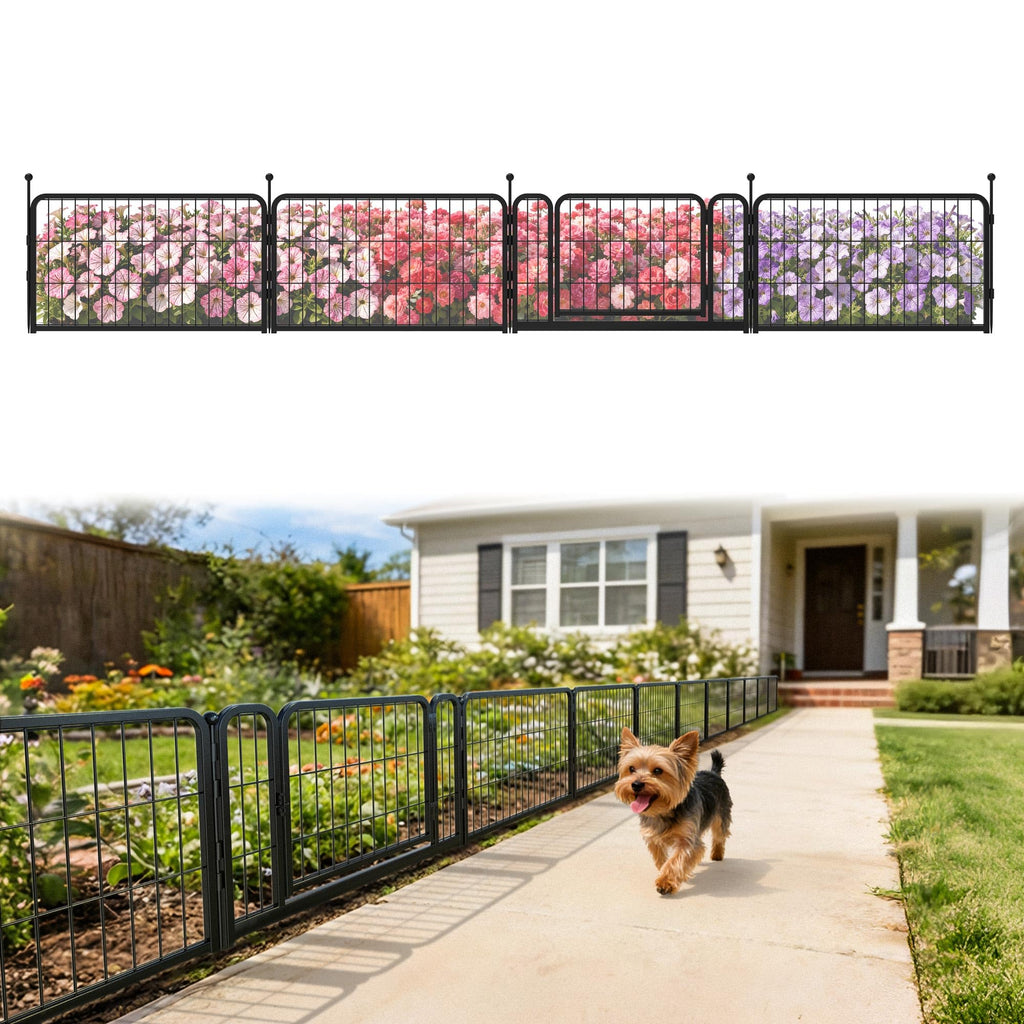 FXW No Dig Garden Fence, Outdoor for Yard, 50in(H) x 62.6ft(L), 24 Panels
