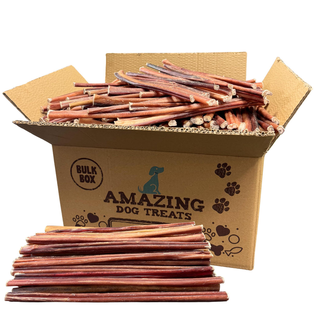 Amazing Dog Treats - Bully Sticks for Small Dogs (12 Inch Small- 100 Count) - Premium Thin Junior Bully Sticks for Dogs