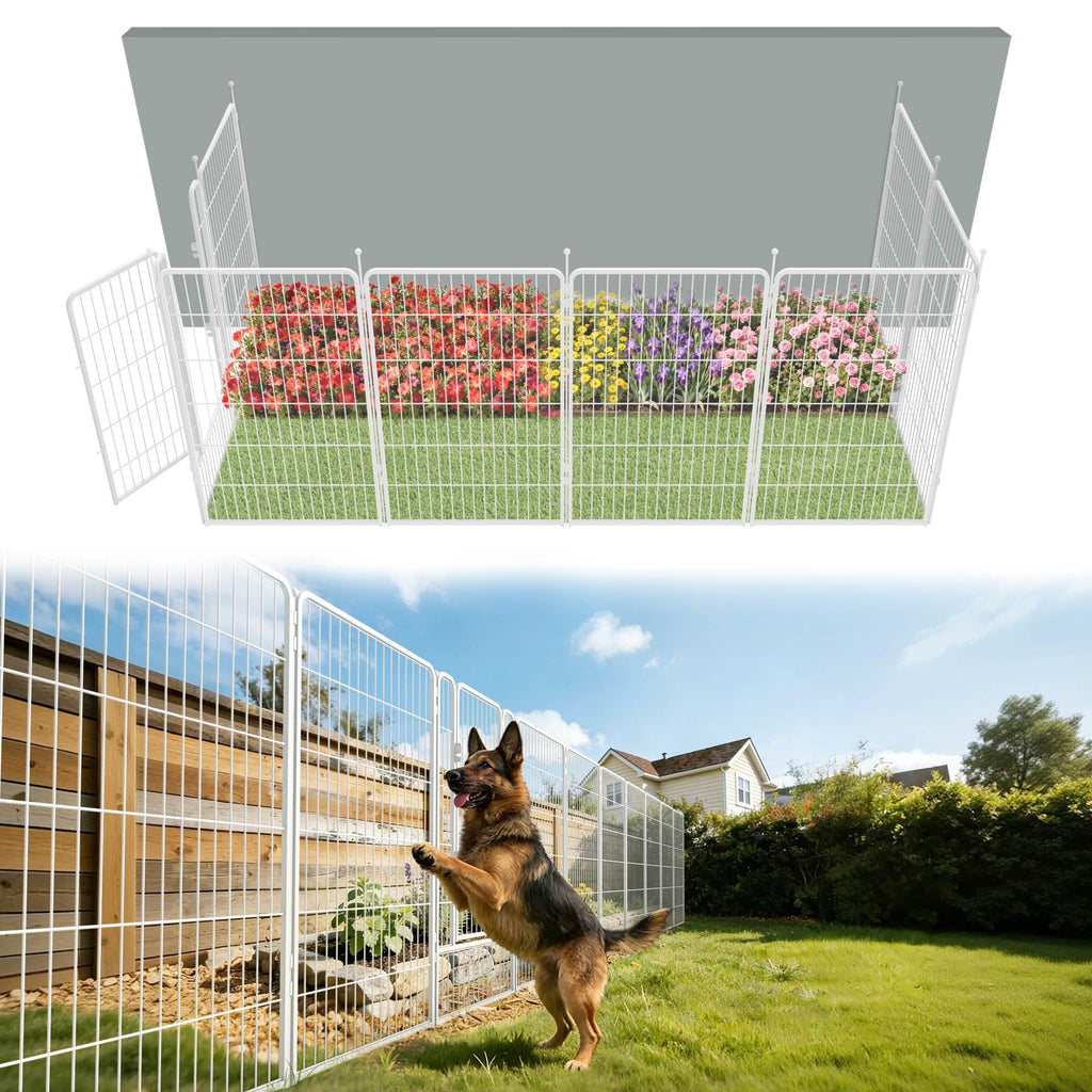 FXW No Dig Garden Fence, Outdoor for Yard, 50in(H) x 62.6ft(L), 24 Panels