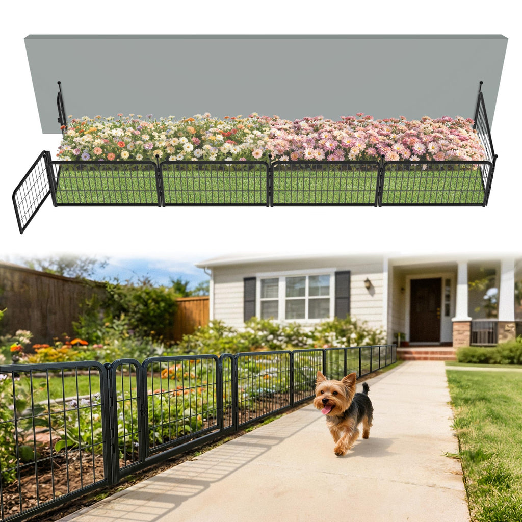 FXW No Dig Garden Fence, Outdoor for Yard, 50in(H) x 62.6ft(L), 24 Panels