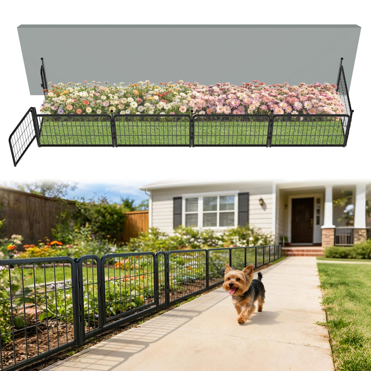 FXW No Dig Garden Fence, Outdoor for Yard, 50in(H) x 62.6ft(L), 24 Panels