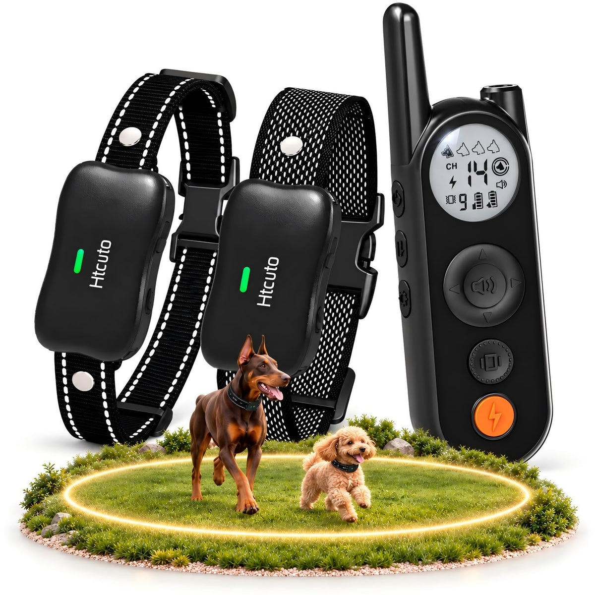Wireless Dog Fence for 2 Dogs, 2-in-1 Electric Fence and Training Collar System, Up to 856 Acres, 5900FT Remote Range, 185-Day Standby, 3 Training Modes, LED Flashlight, IPX7 Waterproof, Black