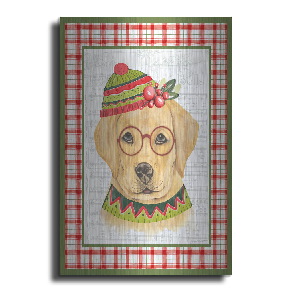 Luxe Metal Art 'Christmas Song Dogs A' by Jean Plout Metal Wall Art, 24" x 36"