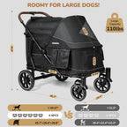 ELEMARA Large Dog Stroller with Walk-in Ramp, up to 110 lbs – Heavy Duty Dog Stroller for Large Dogs & 2 Medium Dogs, All-Terrain Wagon for Senior, Injured & Post-Surgery Pets
