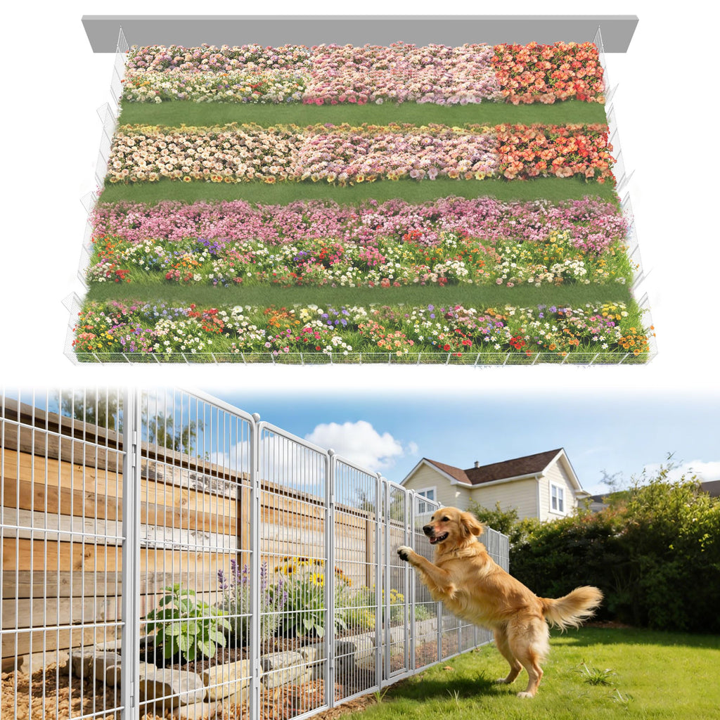 FXW No Dig Garden Fence, Outdoor for Yard, 50in(H) x 62.6ft(L), 24 Panels