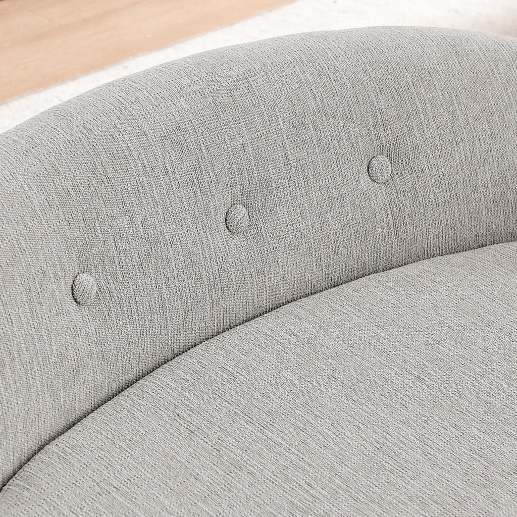 Oversized Size Oval Semi-Enclosed Dog Sofa - Durable Linen Material, Button-Tufted Backrest, High-Center Low-Sides Support & Plush Comfort-Beige