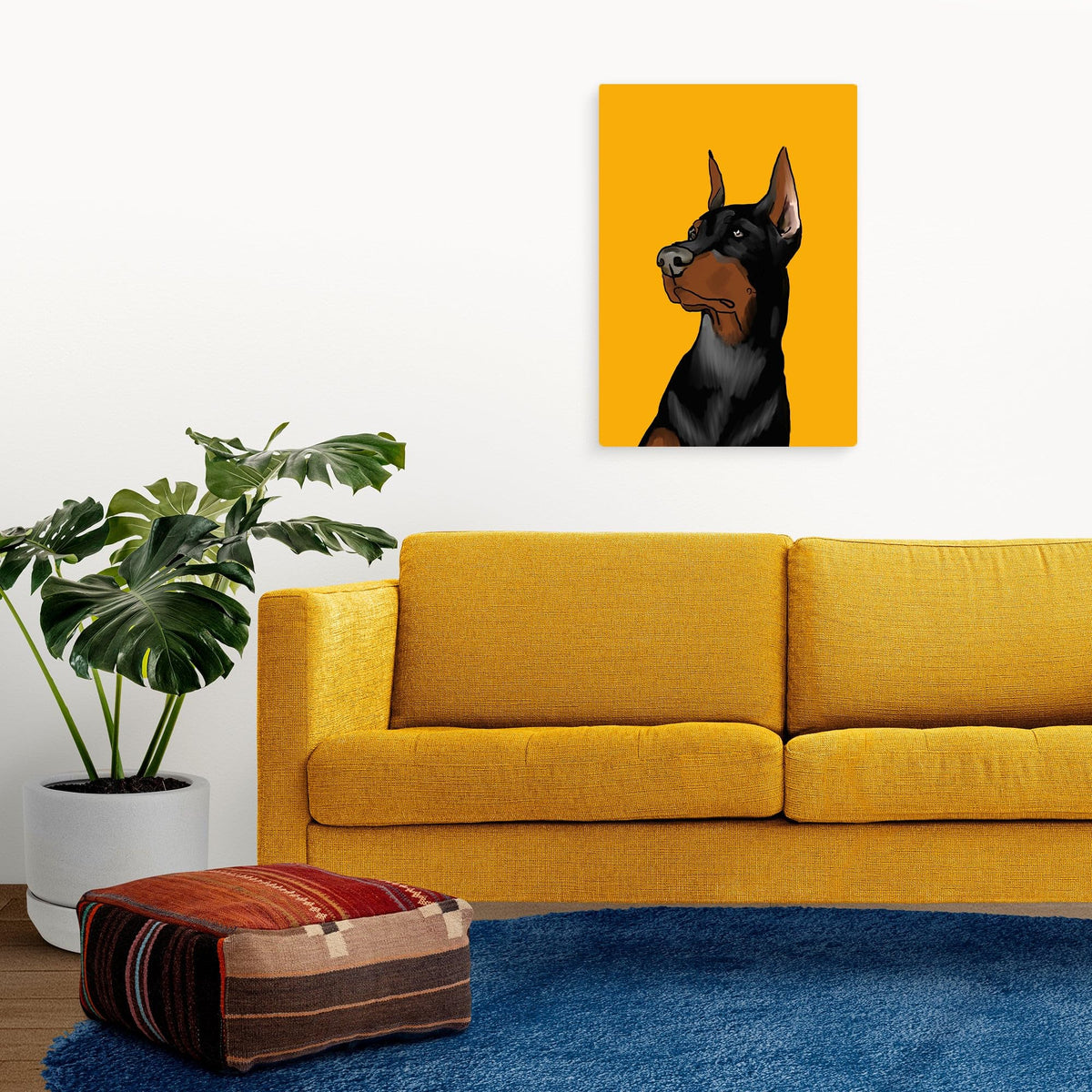20 x 28 Inch | Dobermann | contemporary dog art animal artwork pet portrait dog lover gift Original Handmade Modern Abstract Oil Canvas Painting Wall Artwork