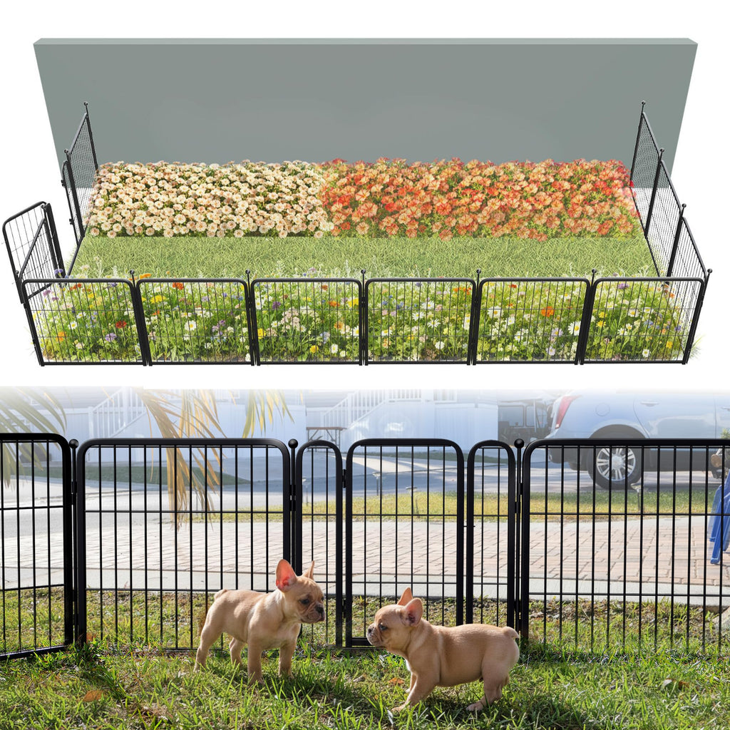 FXW No Dig Garden Fence, Outdoor for Yard, 50in(H) x 62.6ft(L), 24 Panels