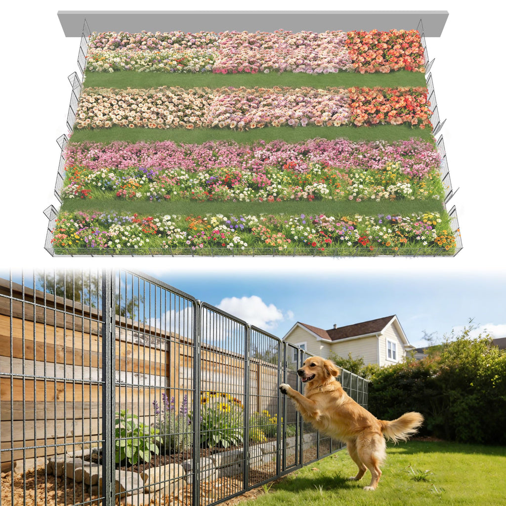FXW No Dig Garden Fence, Outdoor for Yard, 50in(H) x 62.6ft(L), 24 Panels