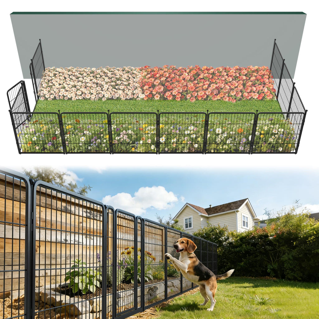 FXW No Dig Garden Fence, Outdoor for Yard, 50in(H) x 62.6ft(L), 24 Panels