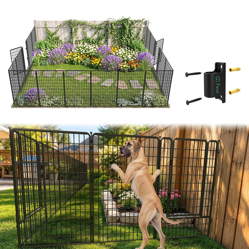 FXW No Dig Garden Fence, Outdoor for Yard, 50in(H) x 62.6ft(L), 24 Panels