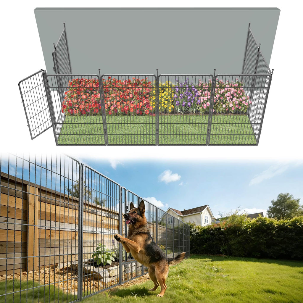 FXW No Dig Garden Fence, Outdoor for Yard, 50in(H) x 62.6ft(L), 24 Panels