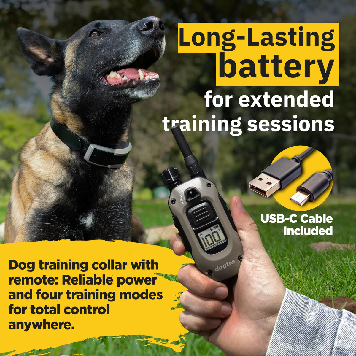 Dogtra 1900X E-Collar for Dog Training - 3/4 Mile Range, for Dogs 35 lbs+, IPX9K Waterproof, 100 Stimulation Levels, Vibration, Tone, Rechargeable - Ideal for Dog Owners and Professional Trainers