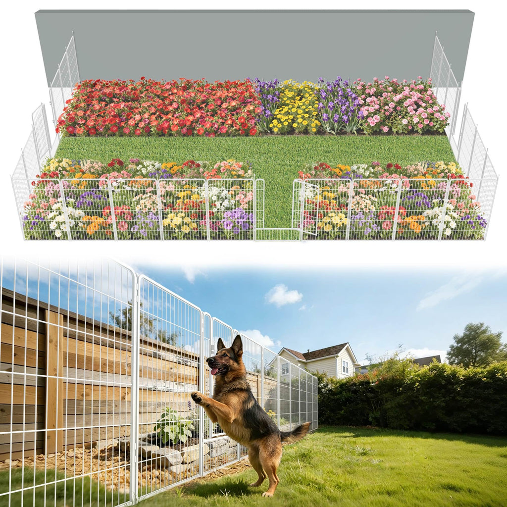 FXW No Dig Garden Fence, Outdoor for Yard, 50in(H) x 62.6ft(L), 24 Panels