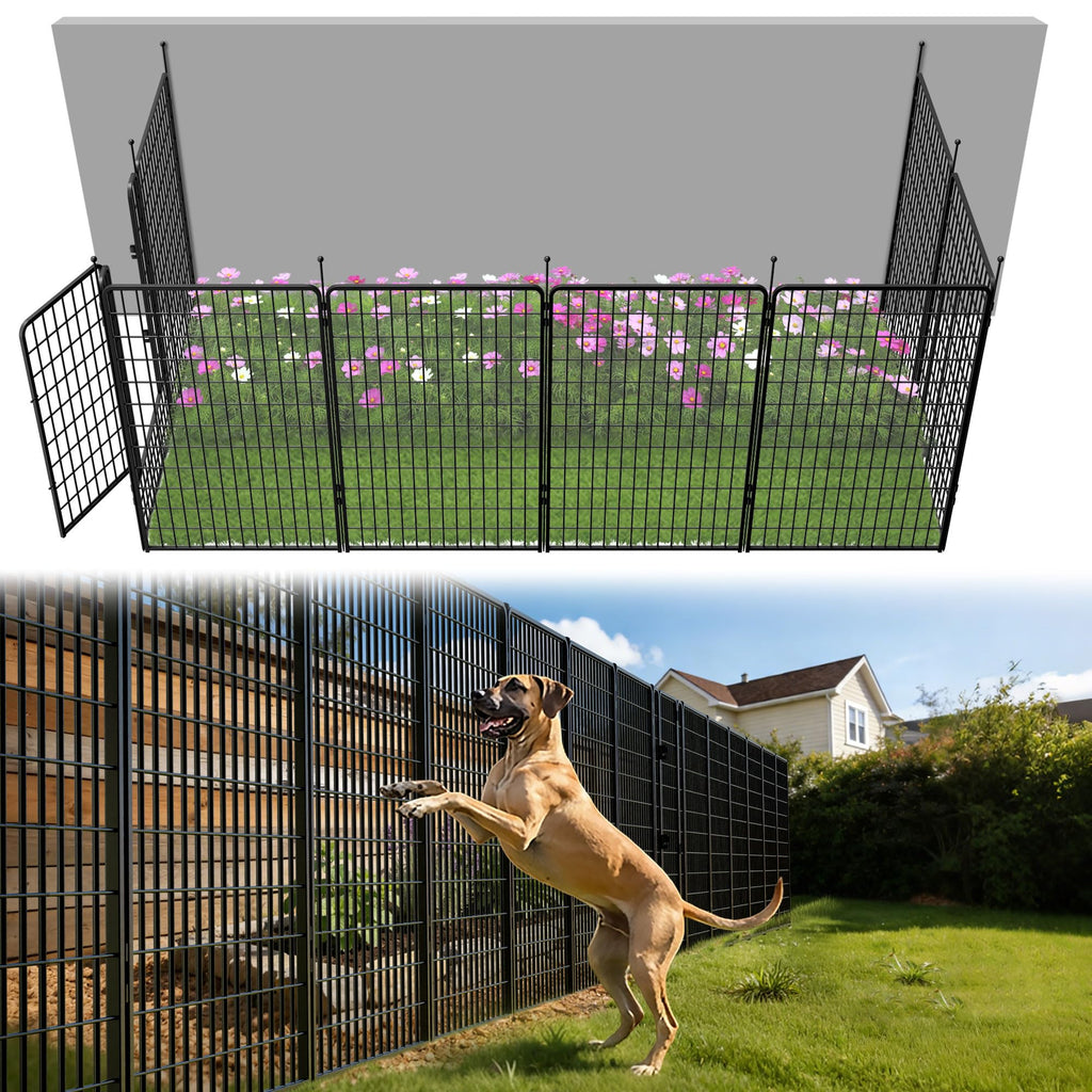 FXW No Dig Garden Fence, Outdoor for Yard, 50in(H) x 62.6ft(L), 24 Panels
