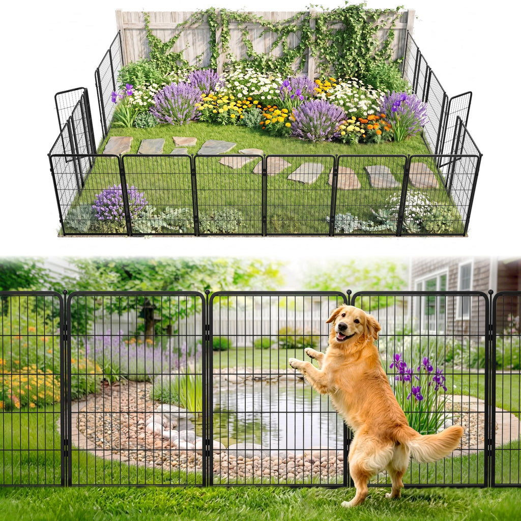 FXW No Dig Garden Fence, Outdoor for Yard, 50in(H) x 62.6ft(L), 24 Panels