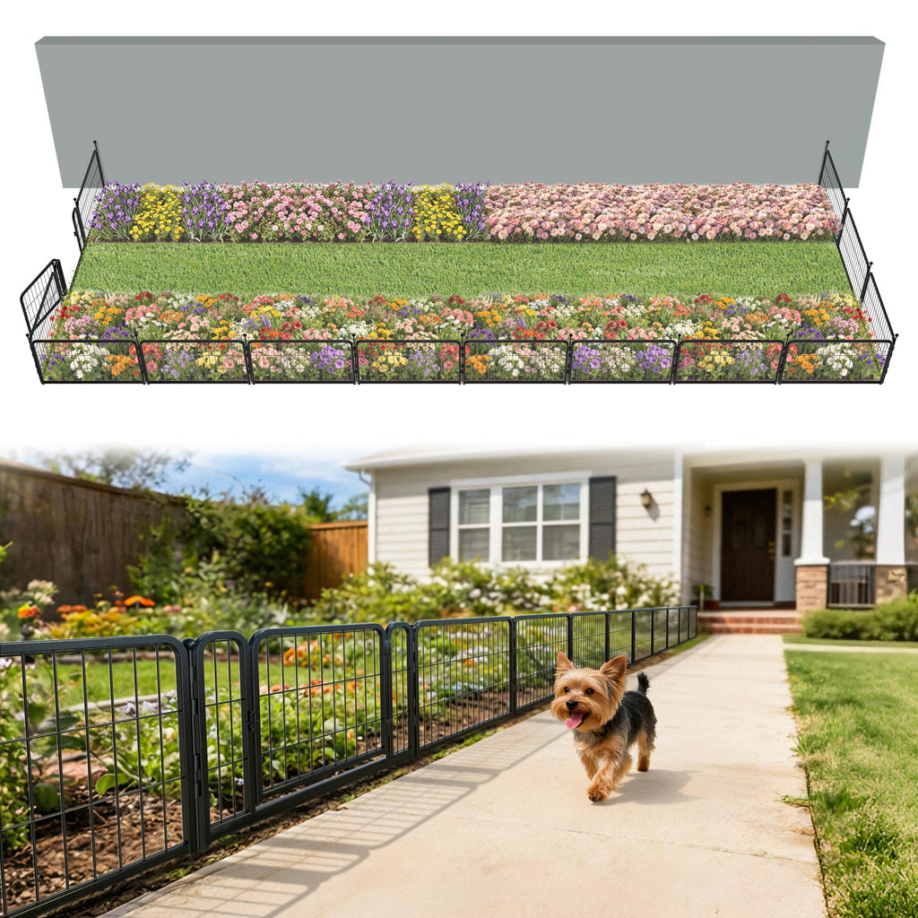 FXW No Dig Garden Fence, Outdoor for Yard, 50in(H) x 62.6ft(L), 24 Panels