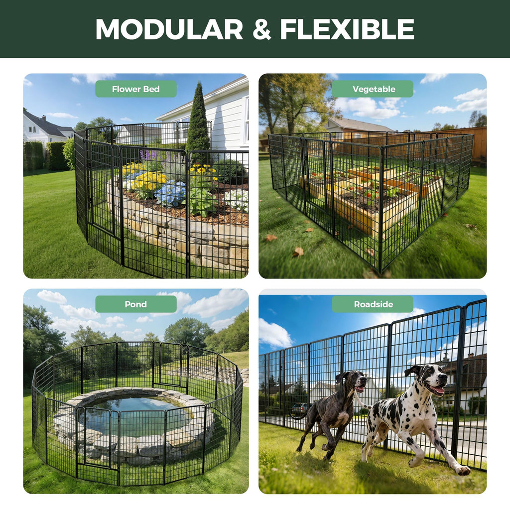 FXW No Dig Garden Fence, Outdoor for Yard, 50in(H) x 62.6ft(L), 24 Panels