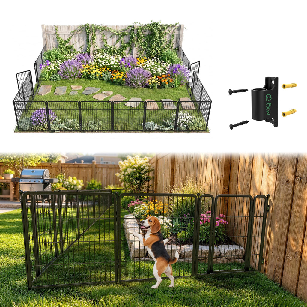 FXW No Dig Garden Fence, Outdoor for Yard, 50in(H) x 62.6ft(L), 24 Panels