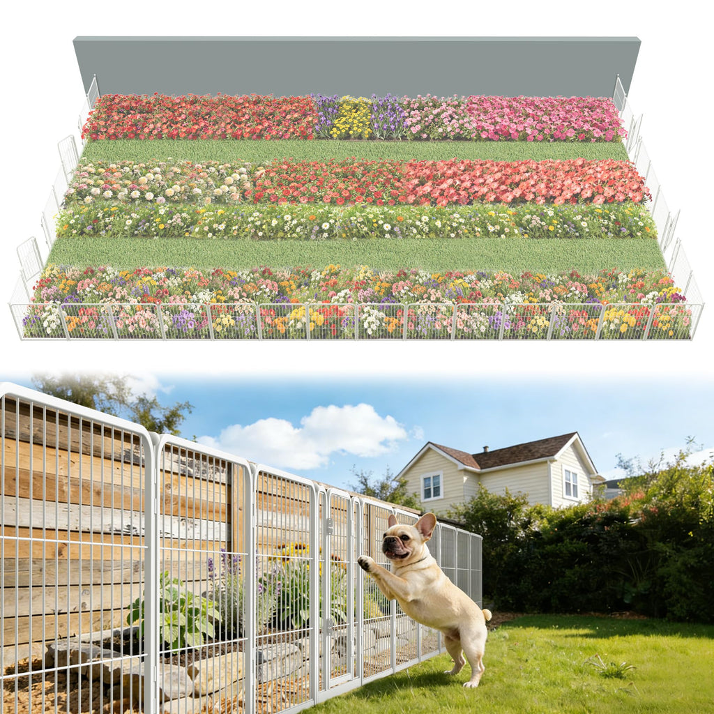 FXW No Dig Garden Fence, Outdoor for Yard, 50in(H) x 62.6ft(L), 24 Panels