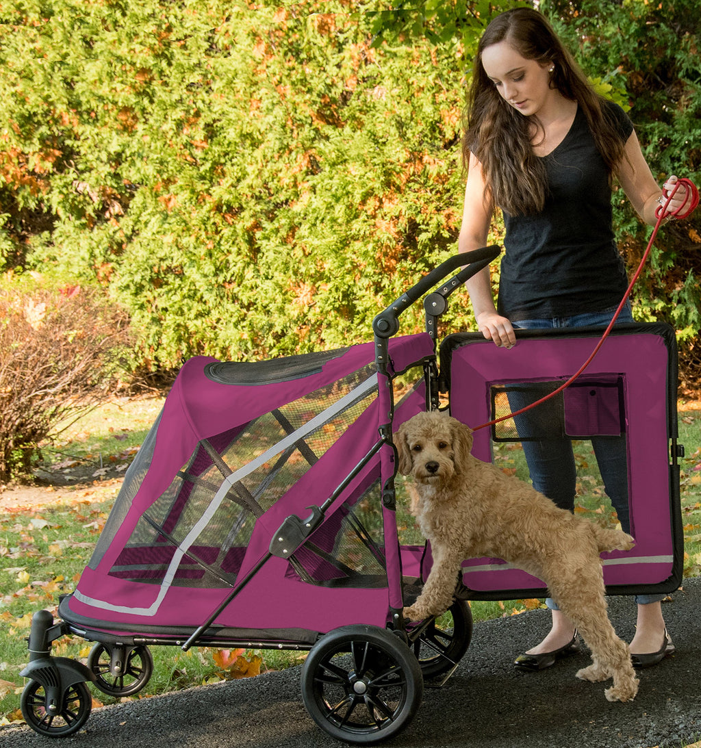 Pet Gear NO-Zip Stroller, Push Button Zipperless Dual Entry, for Single or Multiple Dogs/Cats, Pet Can Easily Walk in/Out, No Need to Lift Pet